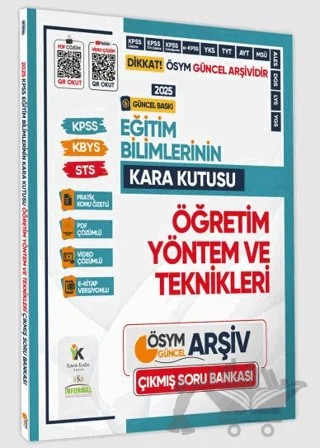 2025 Eğitim Bilimlerinin Kara Kutusu ÖĞRETİM YÖNTEM ve TEKNİKLERİ Konu Özetli D.Çözümlü Soru Bankası – Kolektif – Karakutu Yayın kitap kapağı