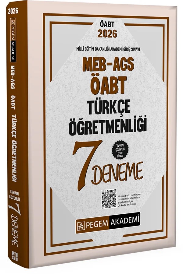 2026 MEB AGS ÖABT Türkçe Öğretmenliği Tamamı Çözümlü 7 Deneme – Değerli Öğretmen Arkadaşlarımız – Pegem Akademi Yayıncılık kitap kapağı