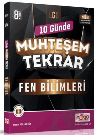 8. Sınıf LGS Fen Bilimleri 10 Günde Muhteşem Tekrar – Kolektif – Nego Yayınları kitap kapağı