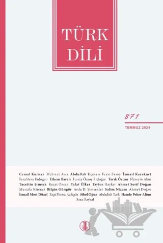 Türk Dili Dergisi Sayı: 871 Temmuz 2024 – Türk Dil Kurumu Yayınları kitap kapağı