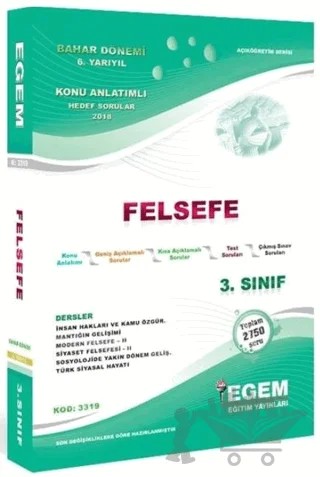 3. Sınıf 6. Yarıyıl Felsefe Bölümü Konu Anlatımlı – Kolektif – Egem Eğitim Yayınları kitap kapağı