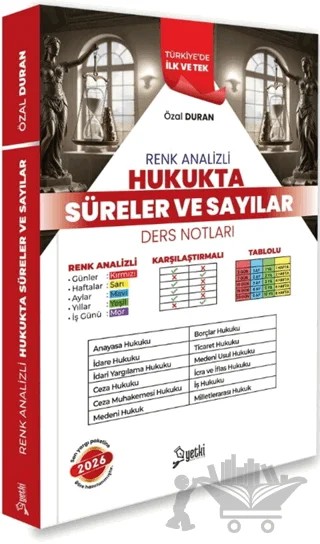 2026 Hukukta Renk Analizli Süreler Sayılar Ders Notları – Özal Duran – Yetki Yayınları kitap kapağı