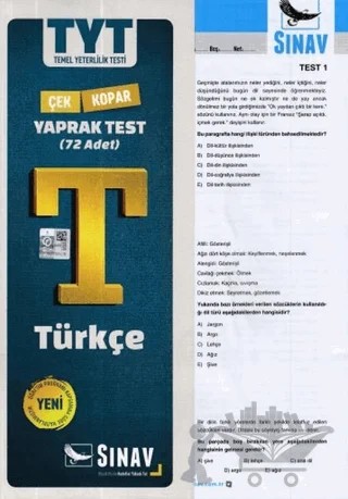 2019 TYT Türkçe Yaprak Test – Kolektif – Sınav Yayınları kitap kapağı