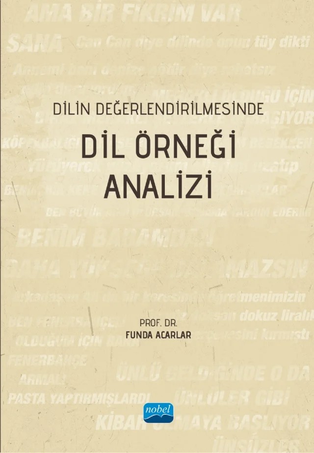 Dilin Değerlendirilmesinde Dil Örneği Analizi – Funda Acarlar – Nobel Akademik Yayıncılık kitap kapağı