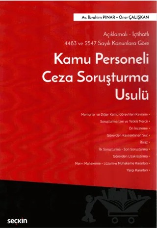 Kamu Personeli Ceza Soruşturma Usulü – İbrahim Pınar, Öner Çalışkan – Seçkin Yayıncılık kitap kapağı