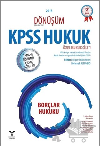 2018 Dönüşüm KPSS Borçlar Hukuku Tamamı Çözümlü Çıkmış Sorular – Mehmet Altundiş – Umuttepe Yayınları kitap kapağı