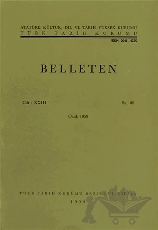 Belleten Sayı: 89 Cilt: 23 – Türk Tarih Kurumu Yayınları kitap kapağı