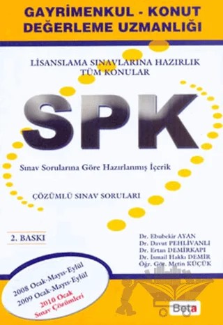 SPK Gayrimenkul - Konut Değerleme Uzmanlığı – Ebubekir Ayan – Beta Yayınevi kitap kapağı