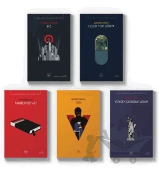 Distopya Seti (Fahrenheit 451, Cesur Yeni Dünya, Yüksek Şatodaki Adam, 1984, Biz) – Ray Bradbury, Aldous Huxley, Philip K. Dick, George Orwell, Yevgeni Zamyatin – İthaki Yayınları kitap kapağı