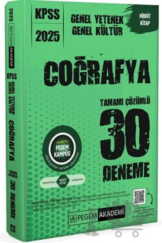 2025 KPSS Genel Yetenek Genel Kültür Coğrafya Tamamı Çözümlü 30 Deneme – Kollektif – Pegem Akademi Yayıncılık kitap kapağı