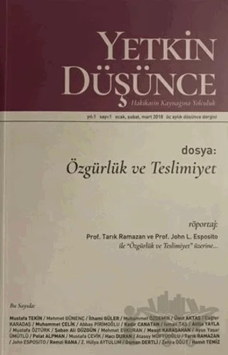 Yetkin Düşünce Dergisi Yıl: 1 Sayı: 1 Ocak, Şubat, Mart 2018 – Yetkin Düşünce Dergisi kitap kapağı