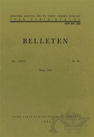 Belleten Sayı: 86 Cilt: 22 – Türk Tarih Kurumu Yayınları kitap kapağı