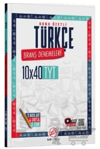 TYT Türkçe Konu Özetli 10 x 40 Branş Denemeleri – Kollektif – Alan Yayınları kitap kapağı