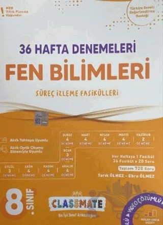 8. Sınıf Fen Bilimleri Classmate 36 Hafta Denemeleri – Tarık Ölmez, Ebru Ölmez – Okyanus Yayınları kitap kapağı