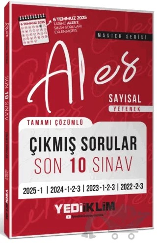ALES Master Serisi Sayısal Yetenek Tamamı Çözümlü Son 10 Sınav Çıkmış Sorular – Kolektif – Yediiklim Yayınları kitap kapağı