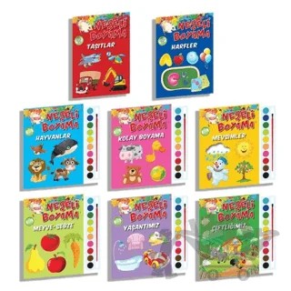 Suluboya Takımlı Neşeli Boyama Seti - 8 Kitap Takım – Kolektif – Parıltı Yayınları kitap kapağı