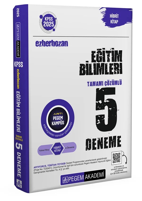 2025 KPSS Ezberbozan Eğitim Bilimleri Tamamı Çözümlü 5 Deneme – Pegem Akademi Yayıncılık kitap kapağı