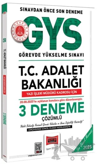2025 GYS T.C. Adalet Bakanlığı Yazı İşleri Müdürü Kadrosu İçin 3 Deneme – Kolektif – Yargı Yayınevi kitap kapağı