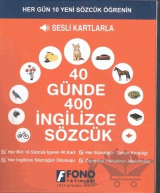 40 Günde 400 İngilizce Sözcük - Sesli Kartlarla – Kolektif – Fono Yayınları kitap kapağı