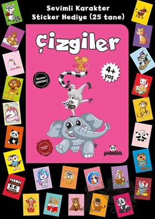 Stickerlı 4+ Yaş Çizgiler – Pedagog Afife Çoruk – Beyaz Panda Yayınları kitap kapağı
