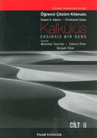 Kalkülüs Eksiksiz Bir Ders Öğrenci Çözüm Klavuzu Cilt II – Robert A. Adams – Palme Yayıncılık kitap kapağı