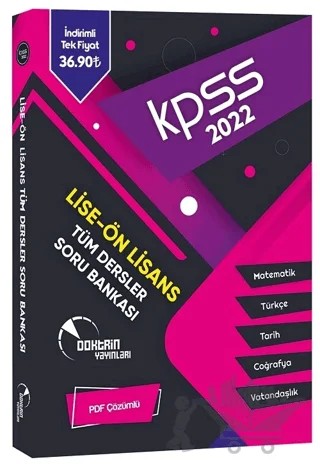 2022 KPSS Lise Ön Lisans Tek Kitap Tüm Dersler Soru Bankası – Kolektif – Doktrin Yayınları kitap kapağı