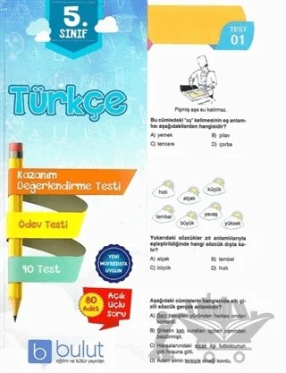 5. Sınıf Türkçe Kazanım Değerlendirme Testi – Kolektif – Bulut Eğitim ve Kültür Yayınları kitap kapağı