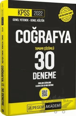 2022 KPSS Genel Yetenek - Genel Kültür Coğrafya 30 Deneme – Kolektif – Pegem Akademi Yayıncılık kitap kapağı