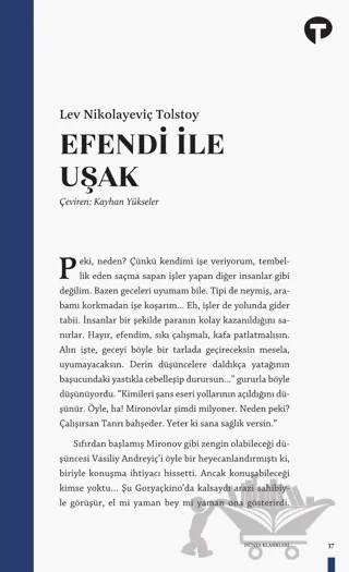 Efendi ile Uşak – Lev Nikolayeviç Tolstoy – Turkuvaz Kitap kitap kapağı