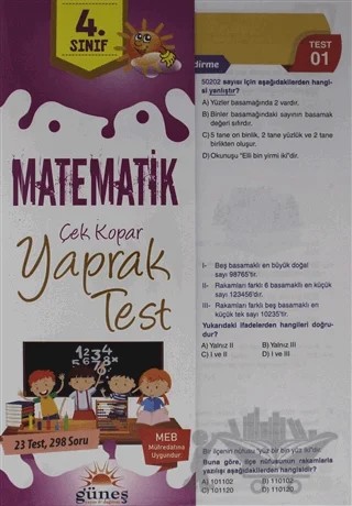 4. Sınıf Matematik Çek Kopar Yaprak Test – Kolektif – Güneş Yayın Dağıtım kitap kapağı