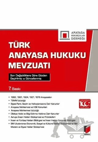 Türk Anayasa Hukuku Mevzuatı – Ömer Temel – Adalet Yayınevi kitap kapağı