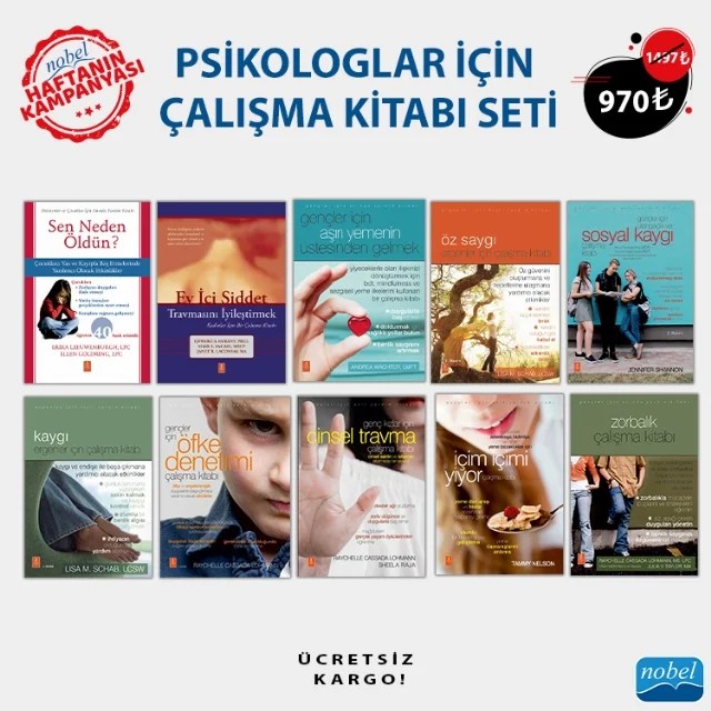 PSİKOLOGLAR İÇİN ÇALIŞMA KİTABI SETİ – Raychelle Cassada Lohmann, Julia V. Taylor Edward. S. Kubany, Mari A. Mccaig, Janet R. Laconsay Jennifer Shannon Lisa M. Schab Raychelle Cassada Lohmann, Sheela Raja Raychelle Cassada Lohmann Lisa M. Schab, Lcsw Lısa M. Schab, LCSW Erika Leeuwenburgh, Ellen Goldring Tammy Nelson – Haftanın Kampanyası kitap kapağı