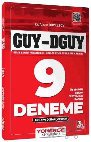 GUY DGUY Gelir Uzman Yardımcılığı 9 Deneme Çözümlü – Alican Dovletov – Yönerge Yayınları kitap kapağı