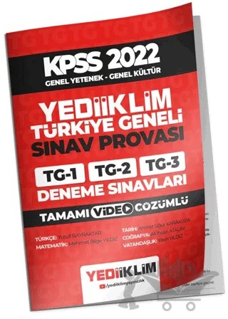 2022 Genel Yetenek Genel Kültür Türkiye Geneli Tamamı Video Çözümlü 3 Deneme – Kolektif – Yediiklim Yayınları kitap kapağı