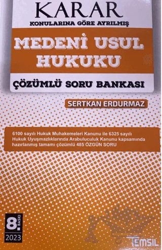 Karar Medeni Usul Hukuku Çözümlü Soru Bankası – Sertkan Erdurmaz – Temsil Kitap kitap kapağı