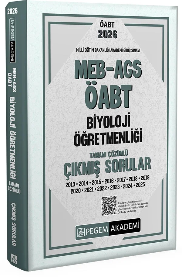 2026 MEB AGS ÖABT Biyoloji Öğretmenliği Tamamı Çözümlü Çıkmış Sorular – Değerli Öğretmen Arkadaşlarımız – Pegem Akademi Yayıncılık kitap kapağı