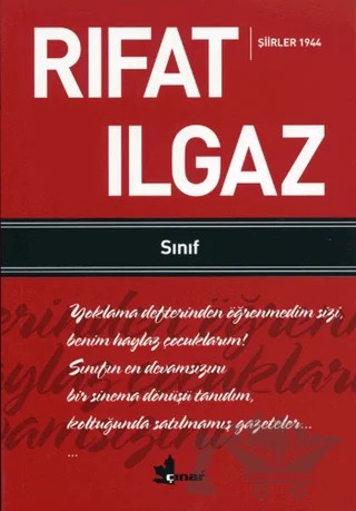 Sınıf - Şiirler 1944 – Rıfat Ilgaz – Çınar Yayınları kitap kapağı