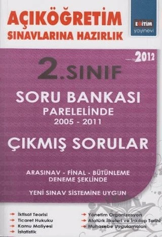 Açıköğretim Sınavlarına Hazırlık 2. Sınıf Soru Bankası Paralelinde 2005 - 2011 Çıkmış Sorular – Kolektif – Eğitim Yayınevi kitap kapağı