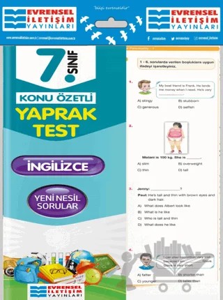 7. Sınıf İngilizce Konu Özetli Yaprak Test – Kolektif – Evrensel İletişim Yayınları kitap kapağı