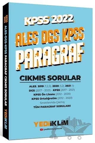 2022 KPSS-ALES-DGS Paragraf Çıkmış Sorular – Kolektif – Yediiklim Yayınları kitap kapağı