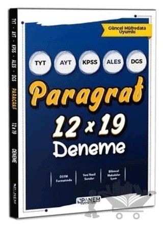 TYT AYT KPSS ALES DGS Paragraf 12x19 Deneme – Kolektif – Panem Yayınları kitap kapağı