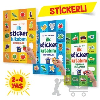 İlk Sticker Kitabım (Taşıtlar - Yiyecekler - Hayvanlar) 2-4 yaş – Kolektif – Yükselen Zeka Yayınları kitap kapağı