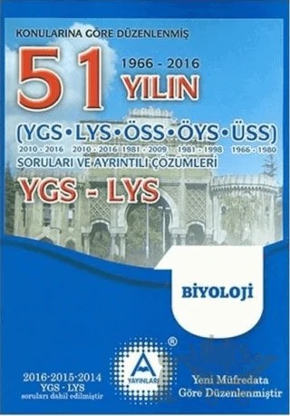 YGS-LYS Biyoloji 51 Yılın Soruları ve Ayrıntılı Çözümleri (1966-2016) – Kolektif – A Yayınları kitap kapağı