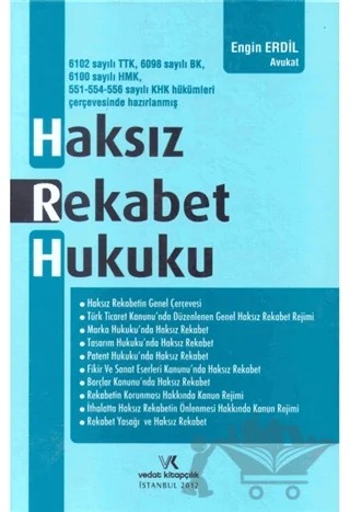 Haksız Rekabet Hukuku – Engin Erdil – Vedat Kitapçılık kitap kapağı