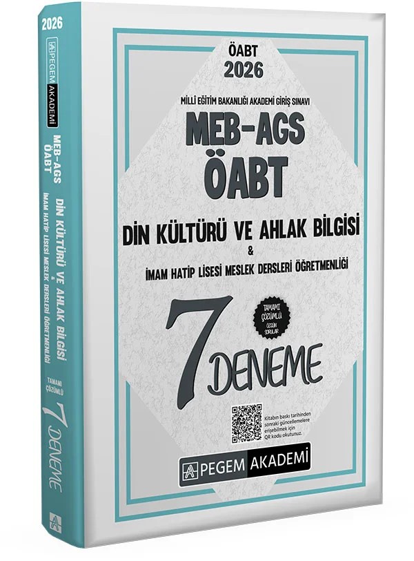 2026 MEB AGS ÖABT Din Kültürü Ve Ahlak Bilgisi İmam Hatip Lisesi Meslek Dersleri Öğretmenliği Tamamı Çözümlü 7 Deneme – Değerli Öğretmen Arkadaşlarımız – Pegem Akademi Yayıncılık kitap kapağı