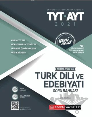 2021 TYT-AYT Tamamı Çözümlü Edebiyat Soru Bankası – Kolektif – Pegem Akademi Yayıncılık kitap kapağı