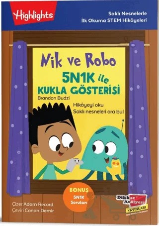 Nik ve Robo 5N1K ile Kukla Gösterisi – Adam Record – Dikkat Atölyesi Yayınları kitap kapağı