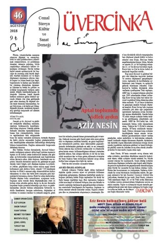 Üvercinka Dergisi Sayı: 46 Ağustos 2018 – Üvercinka Dergisi kitap kapağı