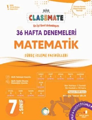 7. Sınıf Matematik Classmate 36 Hafta Denemeleri – Mustafa Tuncer Bilir – Okyanus Yayınları kitap kapağı