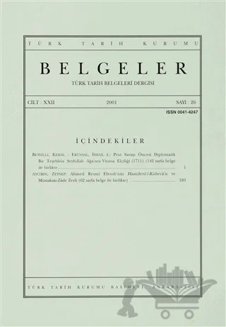 Türk Tarih Belgeleri Dergisi Sayı: 26 Cilt: 22 – Türk Tarih Kurumu Yayınları kitap kapağı